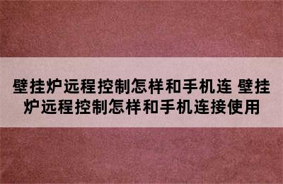 壁挂炉远程控制怎样和手机连 壁挂炉远程控制怎样和手机连接使用